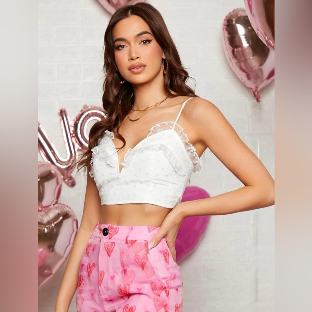 NWT Heart Lace Ruffle Top - Picture 5 of 10